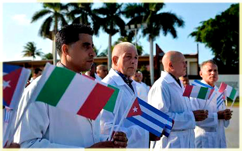 Regresa a Cuba este lunes la primera brigada médica cubana del Contingente «Henry Reeve» que llegó a Italia. Foto: Vanguardia brigada medica en lombardia
