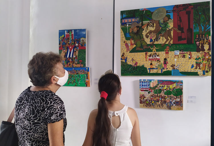 La muestra de arte naif propone unas 25 piezas en óleo sobre lienzo. Fotos: de la autora salvador pavon expo 1