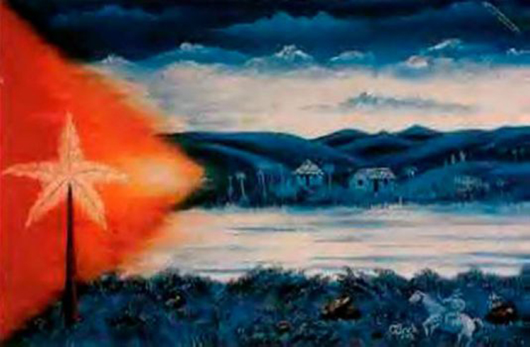 bandera cubana con paisaje